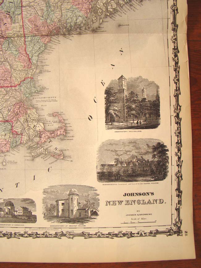 A beauiful Civil War era Map of New England published by Johnson in 1862. — image 2